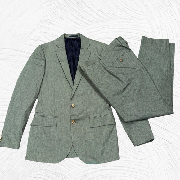 J. Crew Ludlow Unstructure Cotton Blend Suit 34S(36) Slim Gray Jacket/Pants W30
